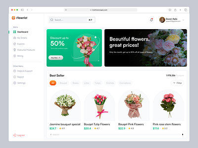 Florist Dashboard branding creative agency dashboard design ecommerce florist flower flower store: minimalistic saas ui