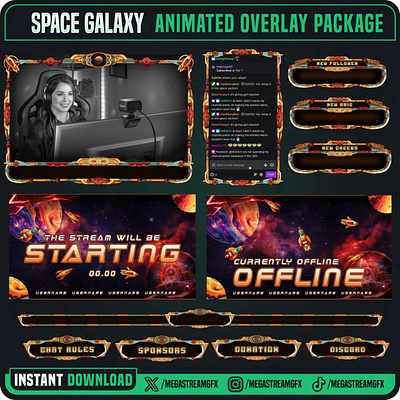 Space Galaxy Stream Overlay Package | Galaxy Twitch Package space twitch overlay