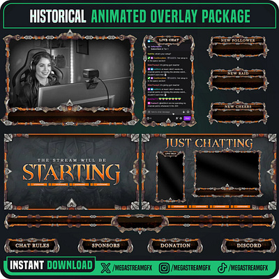 Historical Viking Stream Overlay Package | Viking Twitch Package historical stream