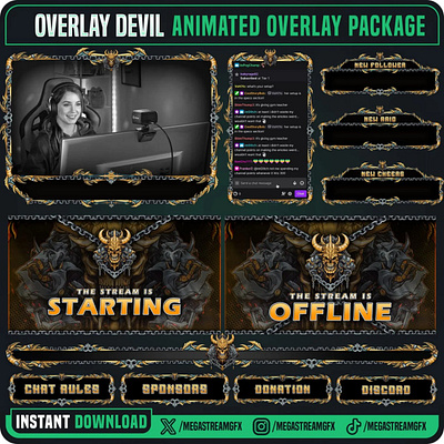 Lucifer DevilStream Overlay Package | Devil Twitch Package fantasy overlay