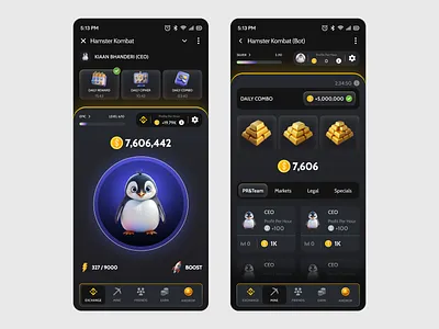 Hamster Kombat Application Ui Design adobe illustrator adobe xd adobexd application ui design branding crypto crypto application design figma figma ui design game game design hamster kombat hamster kombat app ui design illustration mobile app mobile ui photoshop ui winning game