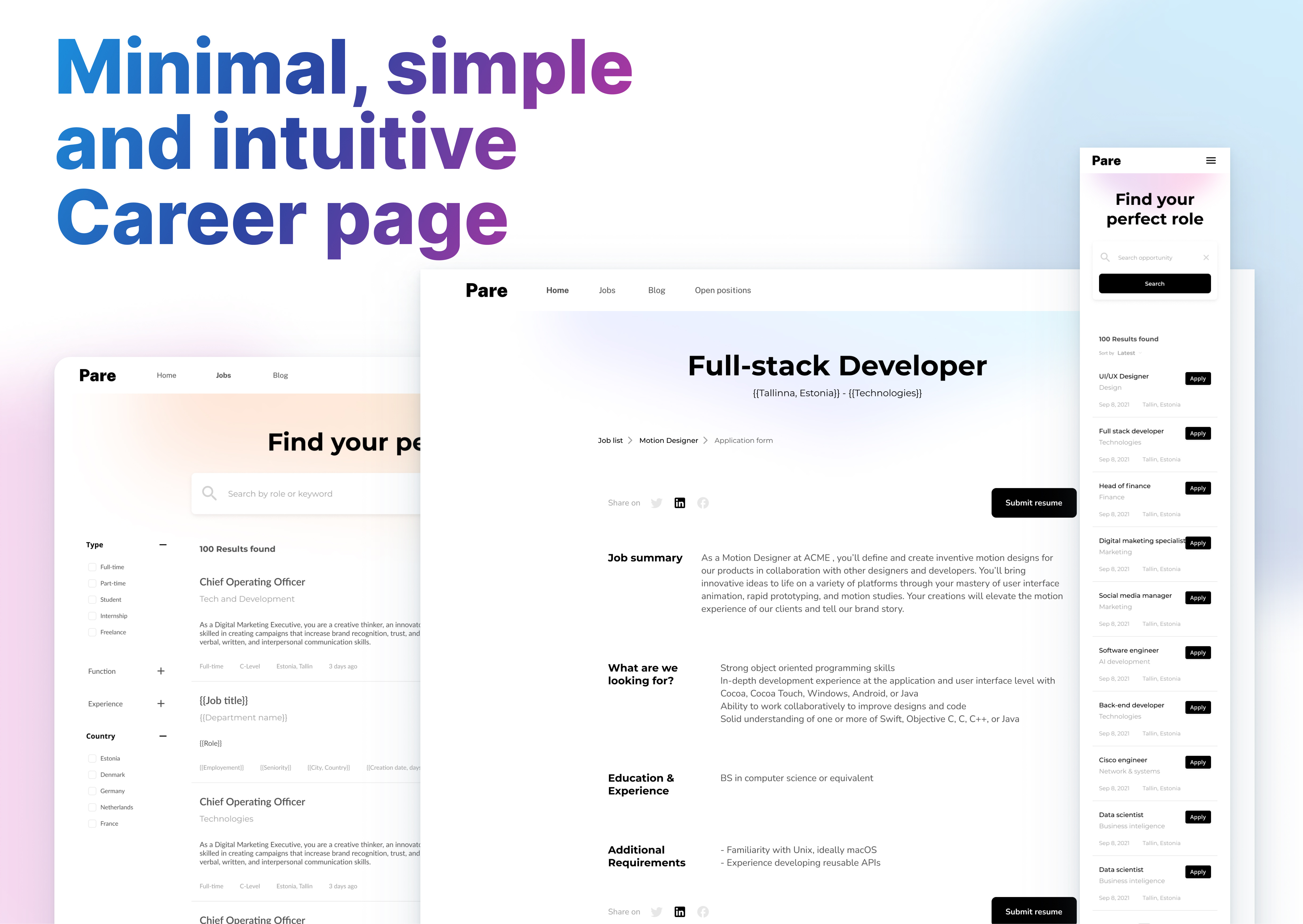 Career site builder ats b2b saas career site builder hrtech recruiting software saas dashboard uiux