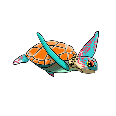 Hawksbill Sea Turtle draw graphic design