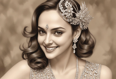 Bollywood Glamour: Esha Deol in 1940s Style actress actress hot artificial intelligence artist beautiful woman bollywood bollywood actress freepik golden era hollywood style model old skool pencil art sketch tracingflock vintage collection