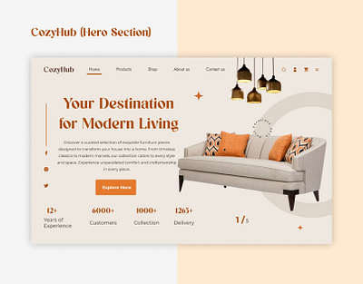 Furniture Website Design ( Hero Section) awesome hero section business landing page template design web e commerce store e commerce web design finance furniture website design hero section landing page landing page template landing pagedesign marketing online store ui uiux web design