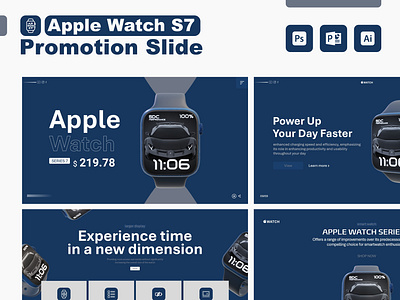 Stunning PowerPoint Promotion Slides for Apple Smartwatch Series apple smartwatch series 7 branding consumer electronics creative presentation engaging presentations graphic design marketing slides modern design powerpoint presentation design product promotion slide design tech presentation visual communication wearable technology