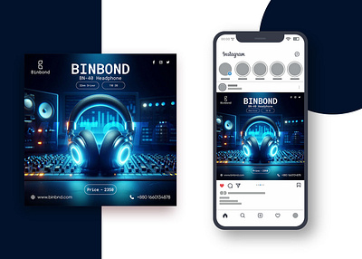 Headphone Creative Ads Design banner branding design graphic design illustration logo social media banner social media post ui vector