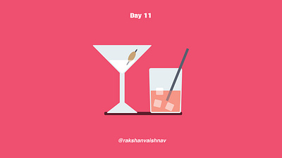 Day 11 of the Daily Flat challenge on Mocktail challenge drink flat design ice cubes illustration illustrator juice mocktail pink