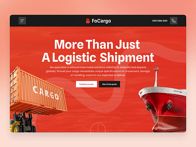 FoCargo - Logistic Website Design airports cargo customer support figma design focotik focotik agency global presence international shipping legal support live tracking logistics package protection seaports shipment transportation ui ui design uiux design web design