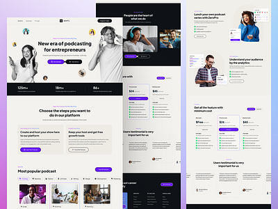 Podcast Landing Page app branding design graphic design illustration logo typography ui ux vector