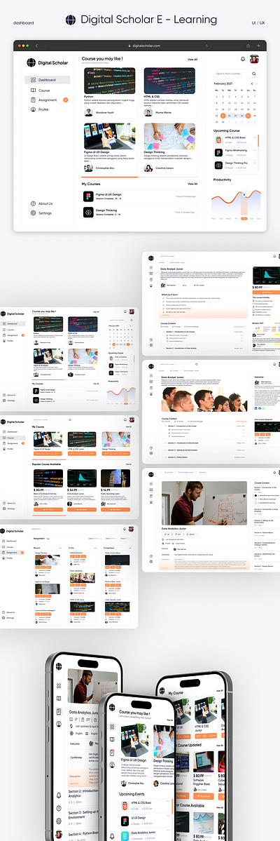 Digital Scholar - Dashboard Education Website branding course dashboard education graphic design learning mobile responsive simple ui ux website