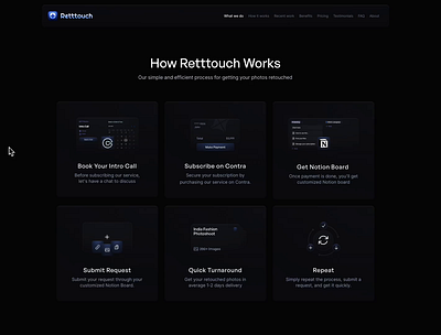 Day 8 - Bento grid for the "How it Works" section bento bento grid bento grid design blue clean ui dark mode how it works interactive bento micro interactions minimal motion graphics ui design ui design challenge uiux uiuxdesignr user interface web design website design