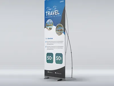 Travel roll up banner template and colorful design roll up banners