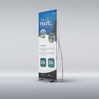 Travel roll up banner template and colorful design roll up banners