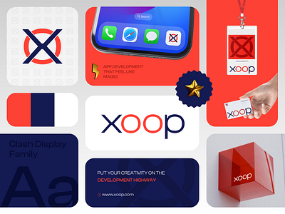 XOOP blue branding design graphic design it logo logo design minimal orange simple software technology