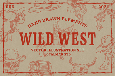 Wild West Vector Illustrations apparel design artwork branding cowboy cowboyhat illustration skull tshirt design vector western wild wildwest