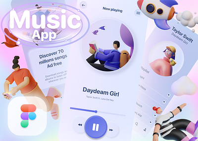 Music App app figma light mode mobile soft ui ui design uiux ux