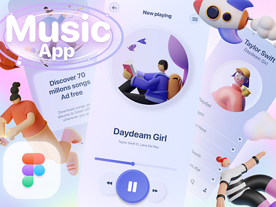 Music App app figma light mode soft ui