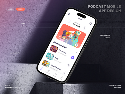 Eboki - Podcast App Design app app design audio book branding design hr rumen minimal mobile mobile app music play play music player playlist podcast podcast app podcast app design podcast video ui