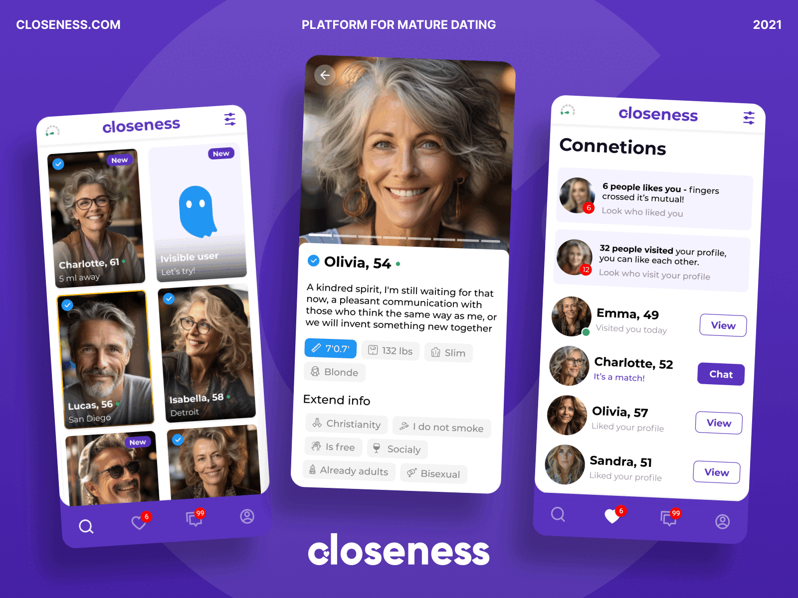 Dating Platform - Closeness baddo dating dating platform design konturpasha logo mobile design tinder ui