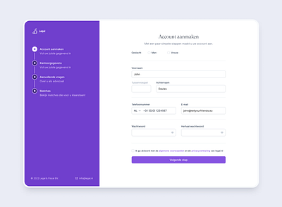 Onboarding UI design advocaat amsterdam android app apple attorney branding design ios lawyer netherlands saas software ui ux