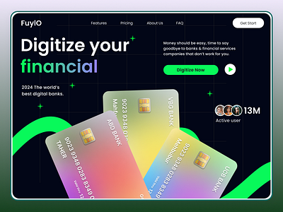 FlylO-Digitize your financial best fintech web design branding currency design finance finance website fintech landing page hero page hero section landing page minimal payment product design saas design ui uiux web page design website website design website hero