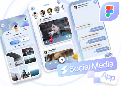 Social Media App UI Design app design figma light mode media mobile phone social social media ui ui design uiux user interface ux