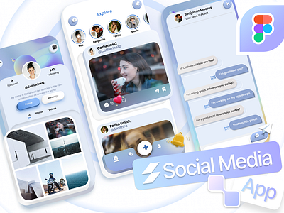 Social Media App app figma light mode media social ui