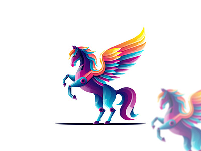 Pegasus Illustration Colorful Logo 3d animal animation branding colorful gradient graphic design horse logo motion graphics