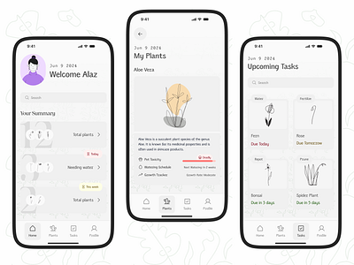 PlantPal Screens design mobile ui ux vector