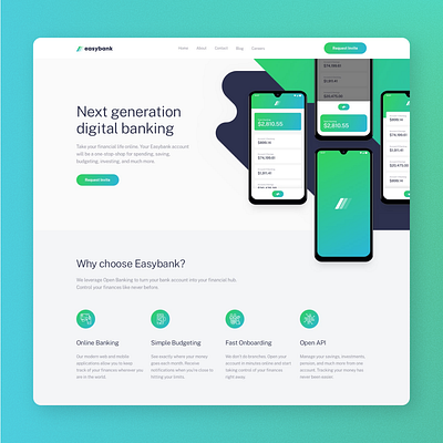 Easy Bank Website - Frontend Mentor ux