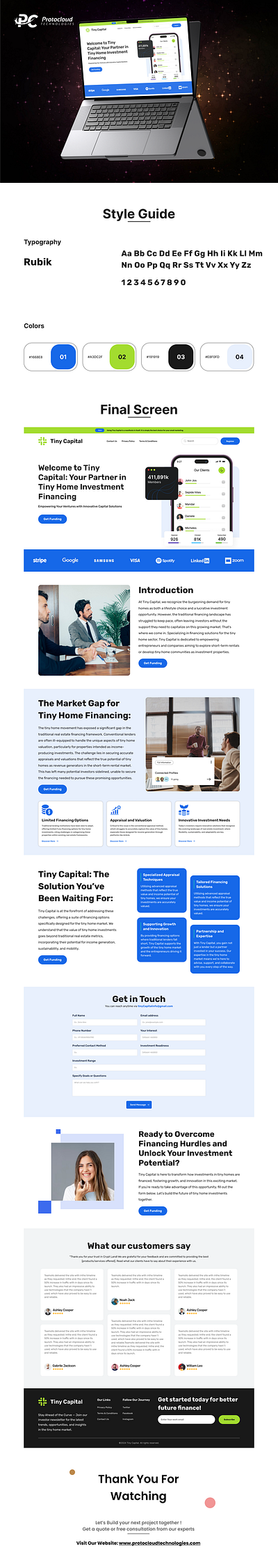 Tiny Capital (Funding Business) Landing Page 3d animation branding designer follower graphic design logo ui website website design