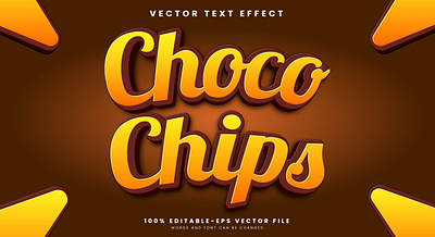 Choco Chips 3d editable text style Template chocolate flavor