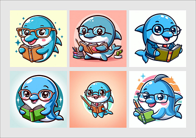 dolphin teacher animation branding cartoon cute design dolphin illustration kawaii tshirt