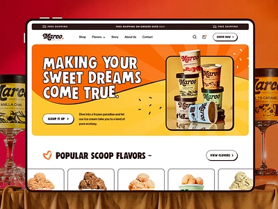 Marco - Ice Cream landing Page chocolate dessert ecommerce website food gelato happiness homepage honey nut ice cream ice cream scoop ice cream webdesign kids food landing page popsicle sweet vanilla web design webdesign website website design