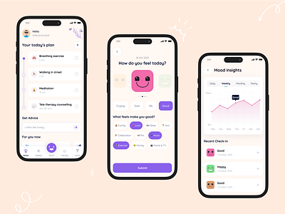 Mind care - Mental health app app booking clean clean ui design doctor health ios mental health app mobile mobile app ui ux