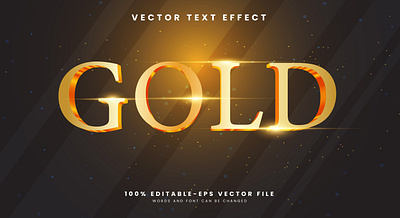 Gold 3d editable text style Template fashion