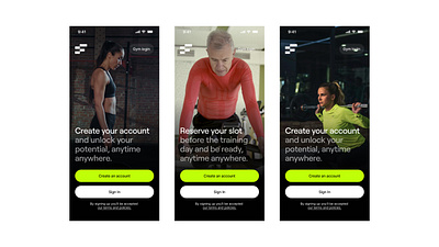 A Gym subscription app. Unlock your potential. Anytime, anywhere app gym onboarding sport subscription walkthrough