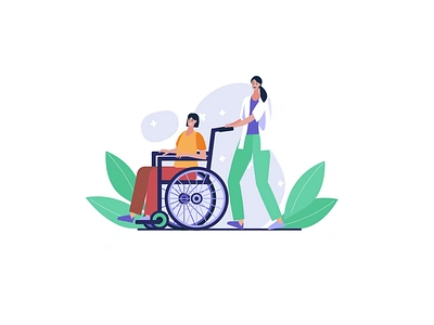 Disabled People - Medical 2D Vector Animation 2d accessibility accessibility design animation community support digital art disabled care elderly support empowerment flat health care inclusive design inclusivity medical assistance motion patient care rehabilitation supportive care vector illustration wheelchair access