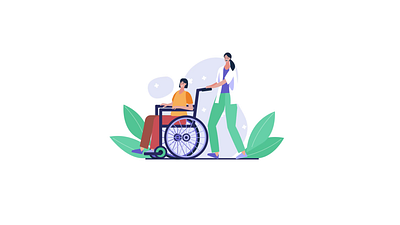 Disabled People - Medical 2D Vector Animation 2d accessibility accessibility design animation community support digital art disabled care elderly support empowerment flat health care inclusive design inclusivity medical assistance motion patient care rehabilitation supportive care vector illustration wheelchair access
