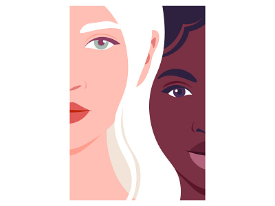 Portrait of a two young women. Faces face fashion illustration flat girl illustration portrait vector vector art woman woman portrait women faces