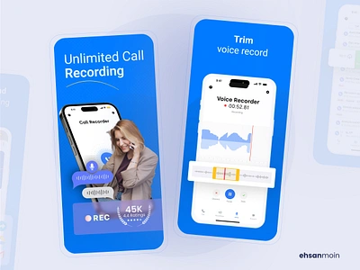 Call Recorder App Store Screenshot 3d animation apps branding color creative design illustration motion graphics ui uidesign