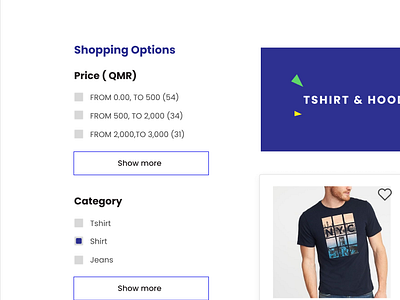 Filter or Shopping option ecommerce ui userinterface