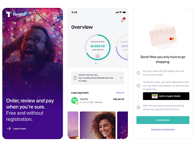 Twisto, A buy now pay later company. buy card dashboard later now overview pay twisto virtual