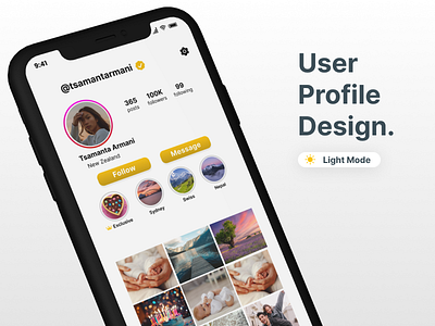 User Profile Design - Light Mode & Dark Mode appdesign dailyui dailyuichallenge design figma mobileapp ui uidesign uiux