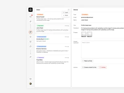 qatchup - our internal product branding dash dashboard feedback tool ui