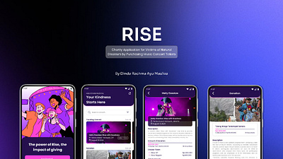 Rise : Charity App app charity concert design graphic design mobile purple ticket ui ux