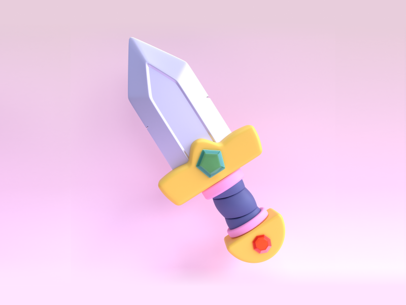 Sword 3d 3d art 3d illustrations 3d object 3dicons blender c4d cartoon game game elements icons maya modeling motion pastel sword