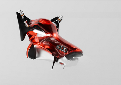 Sionnach 3d 3d design 3d render animal animal head blender cybersec cybersecurity fox futuristic mascot product product design red render robotic security