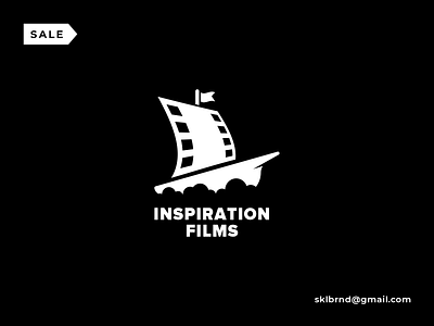 Inspiration Films boat brand cinema cloud film flat logo mark minimal sale ship